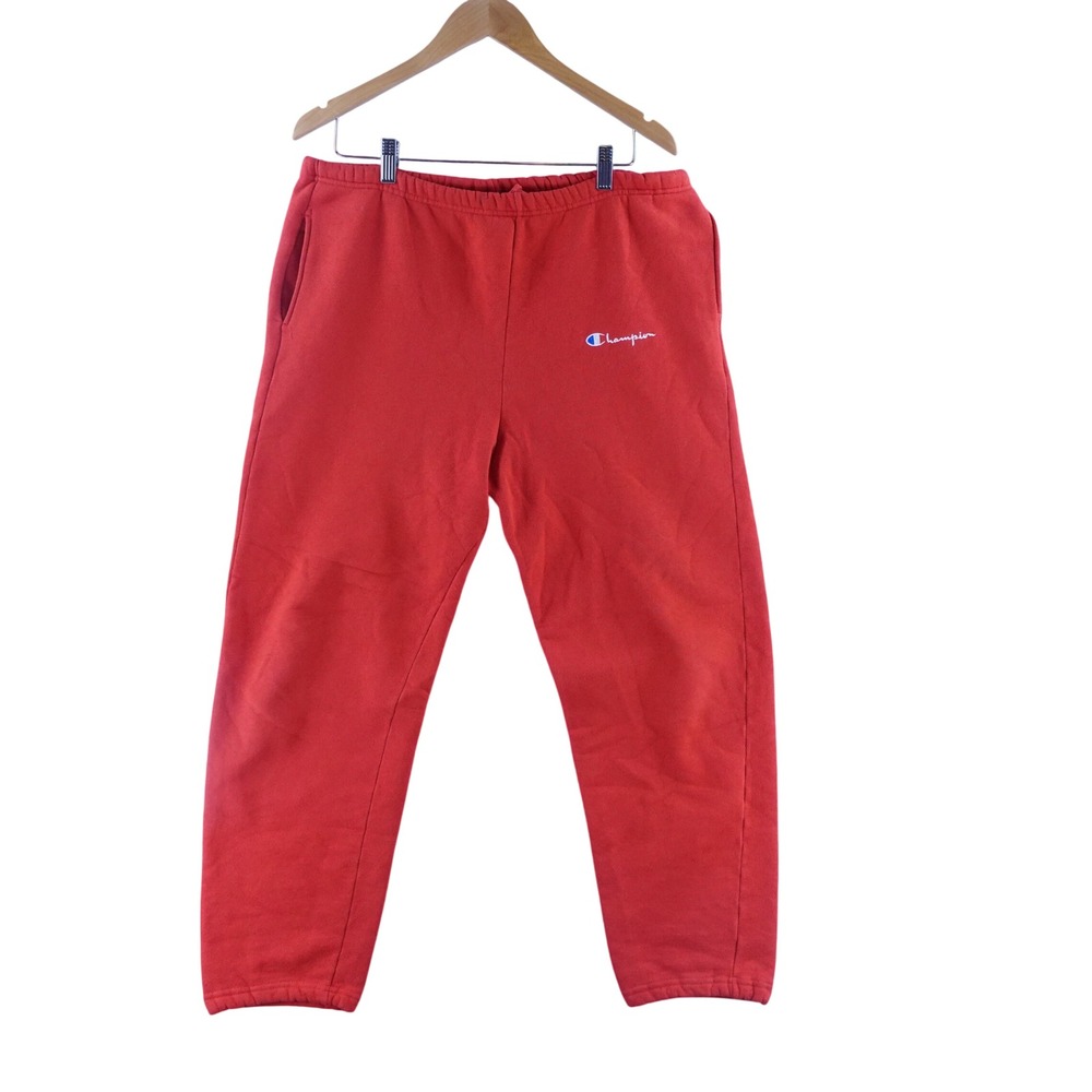 Champion Mens Size Large Red Fleece Sweatpants Joggers Made in USA